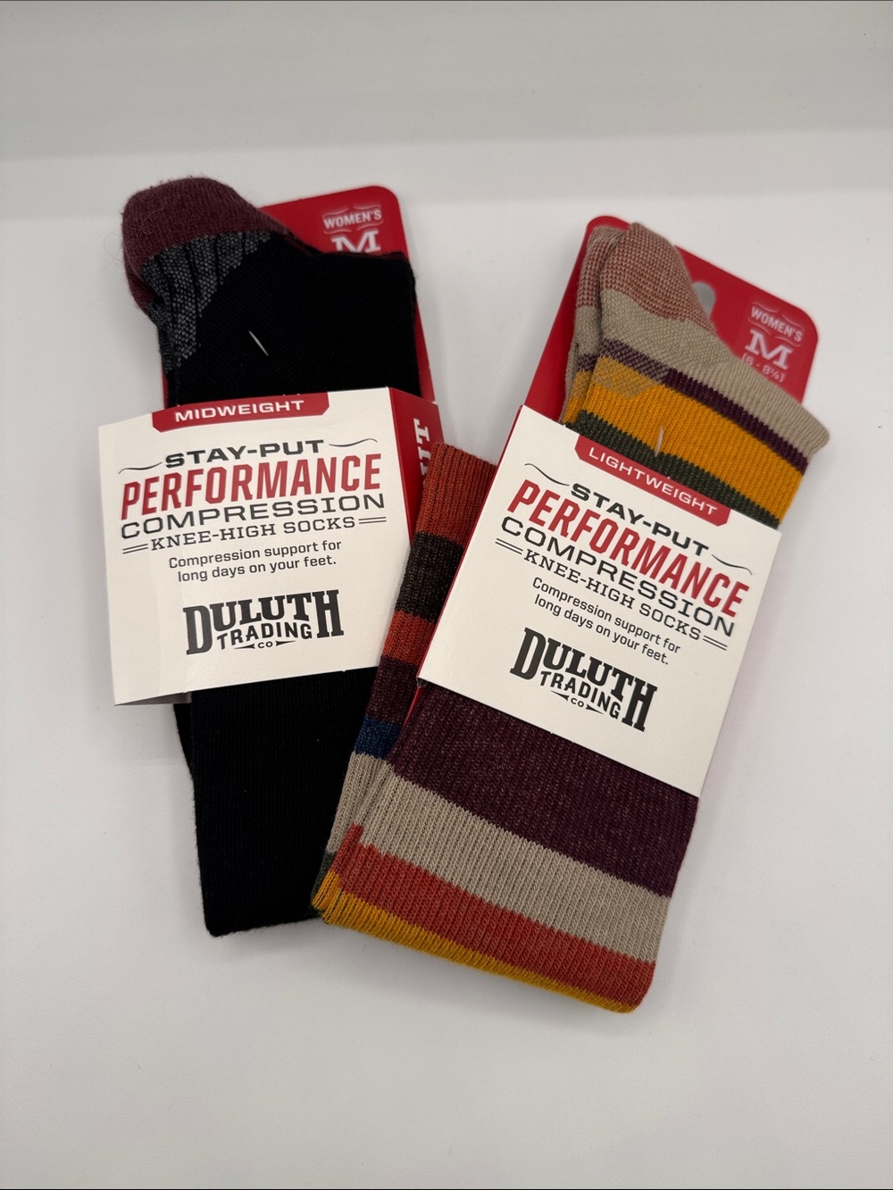 Duluth Trading Co Knee-High Socks - Black & Multi-Stripe